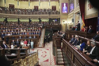 Vista del hemiciclo durante el discurso del rey Felipe VI.