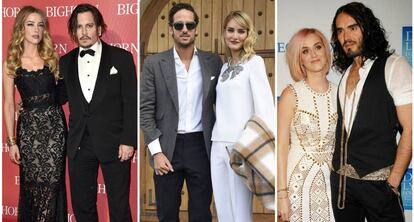 Amber Heard y Johnny Depp, Feliciano L&oacute;pez y Alba Carrillo y Katy Perry y Russell Brand. 