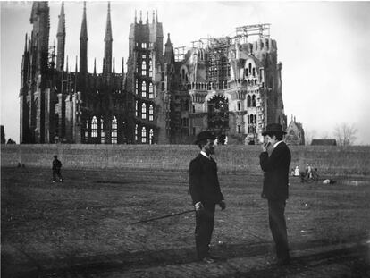 Les obres de la Sagrada Família, el 1905. 