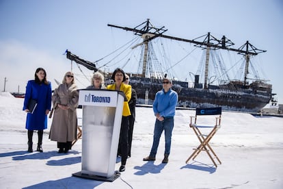 La alcaldesa de Toronto Olivia Chow en una presentación sobre los rodajes durante la producción de Netflix del 'Frankenstein', de Guillermo Del Toro.