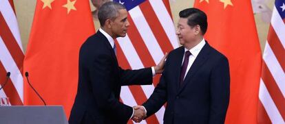 El presidente de EE UU, Barack Obama, con el presidente chino Xi Jinping. 