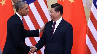 El presidente de EE UU, Barack Obama, con el presidente chino Xi Jinping. 