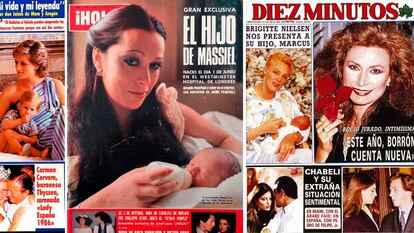 'Collage' con tres portadas icónicas de la prensa del corazón en España.