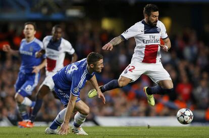 Ezequiel Lavezzi durante el encuentro. 