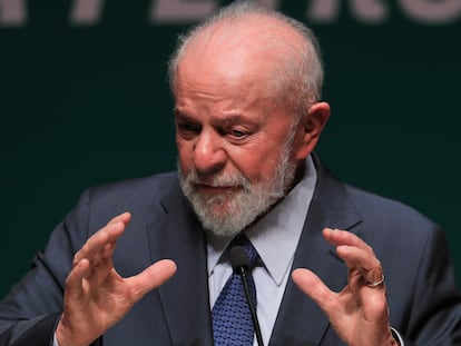 El presidente Lula, el pasado miércoles en la toma de posesión de la presidenta de Petrobras, en Río de Janeiro.