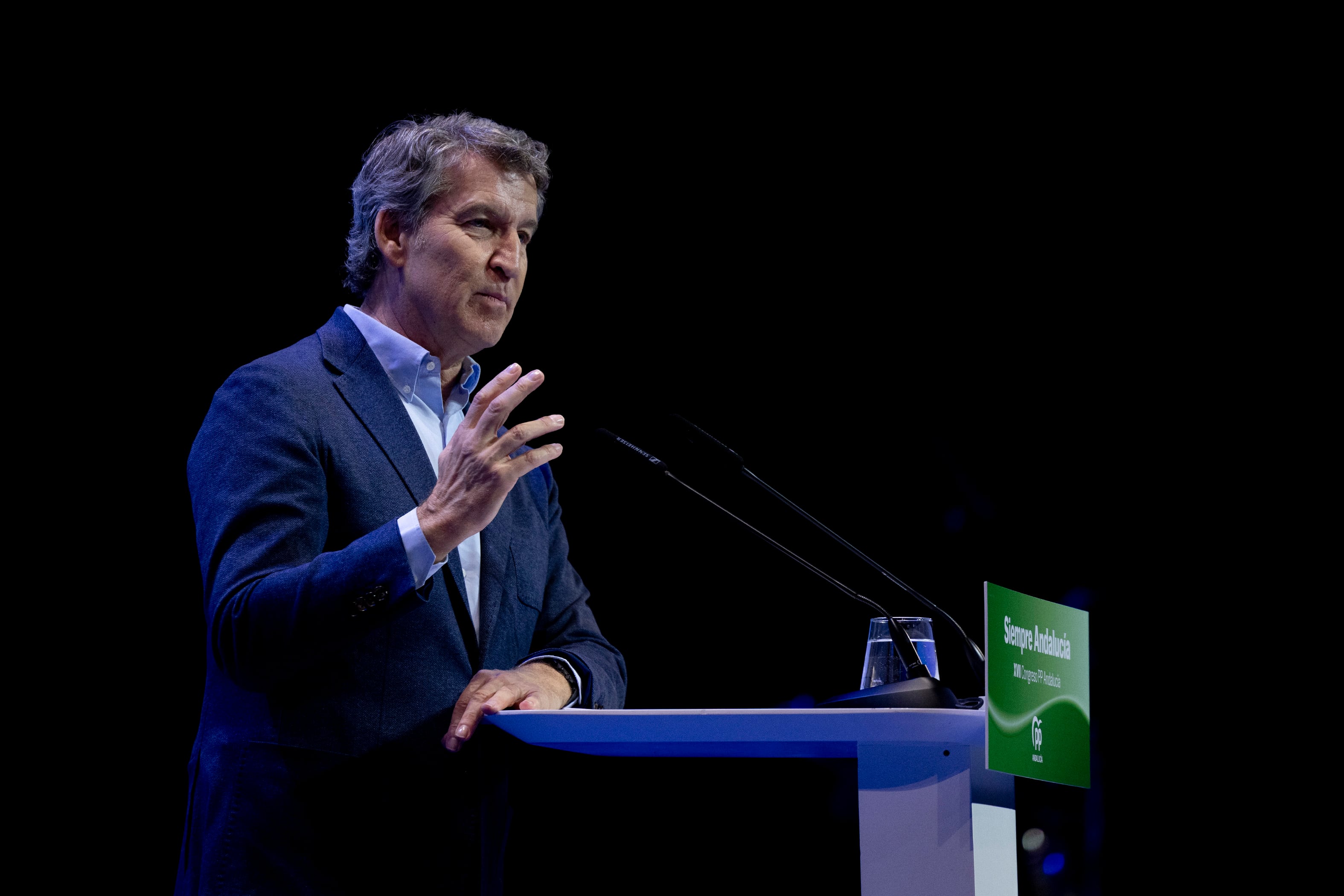 El líder del PP nacional, Alberto Núñez Feijóo, durante su intervención en el XVII congreso del PP celebrado en Sevilla.