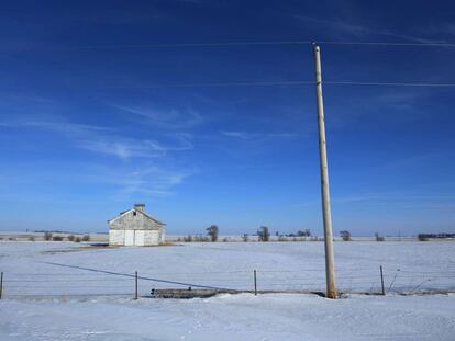 Campos nevados en el centro de Iowa, este viernes