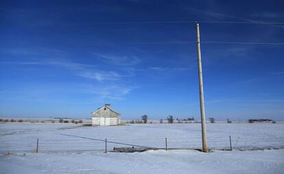 Campos nevados en el centro de Iowa, este viernes