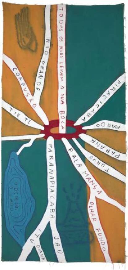 'Todos os rios', de 1988, una de las pinturas sobre tela de Leonilson.