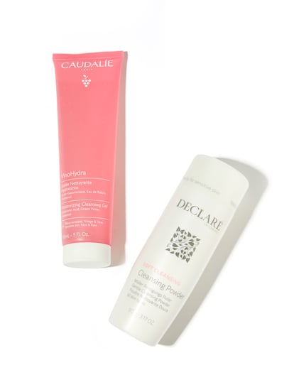 Gel limpiador VinoHydra de CAUDALIE y limpiador en polvo Cleansing Powder de la firma suiza DECLARÉ.