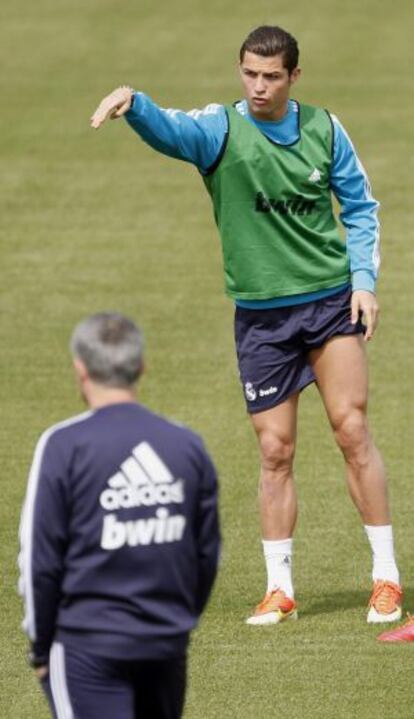 Cristiano, en el entrenamiento previo a la final.