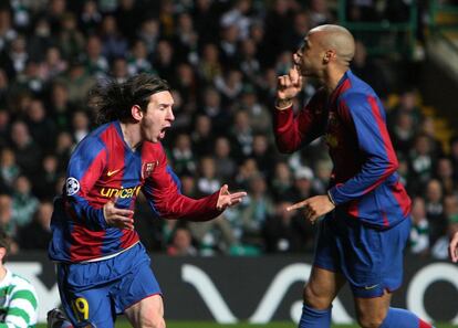 Messi marca en el campo del Celtic y Henry manda callar al público en la Champions de 2008