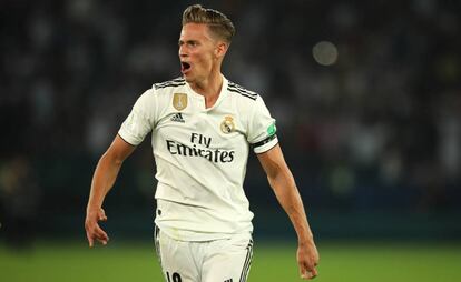 Marcos Llorente celebra su gol en la final del Mundial de Clubes.