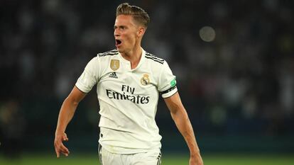 Marcos Llorente celebra su gol en la final del Mundial de Clubes.