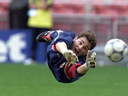 Casillas, durante un entrenamiento con la selección.