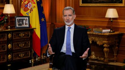 Felipe VI, durante su mensaje de Navidad.