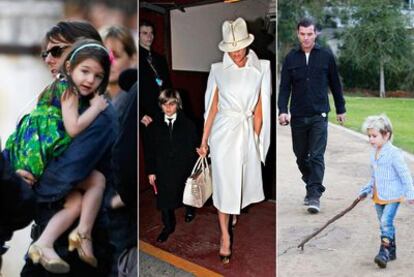 Suri Cruise en los brazos de su padre, Tom Cruise; Romeo Beckham de la mano de Victoria Beckham y los Rossdale Stefani con Kingsto
n. / reuters