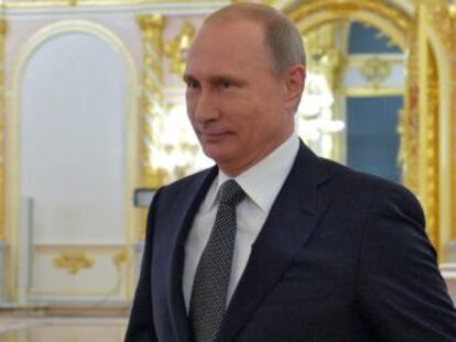 El presidente ruso, Vladímir Putin, antes de pronunciar el discurso anual sobre el estado de la nación.