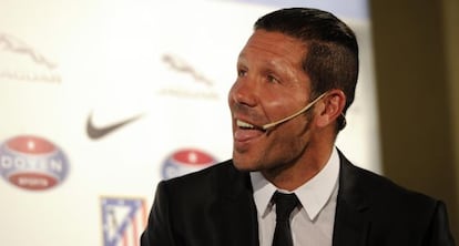 Simeone durante la presentación de sus redes sociales. 