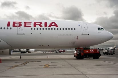 One of Iberia's new Airbus A330 at Madrid Barajas airport.