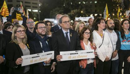 El president Quim Torra, a la protesta per reclamar la llibertat dels 'Jordis'.