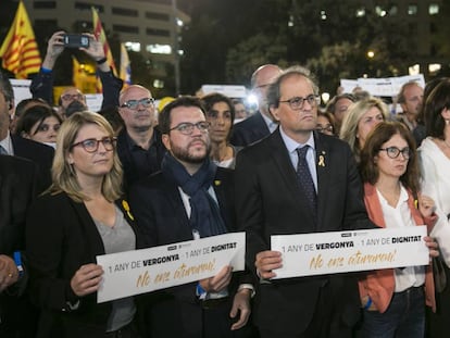 El president Quim Torra, a la protesta per reclamar la llibertat dels 'Jordis'.