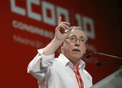 El secretario general saliente de CCOO, Ignacio Fernández Toxo, ayer durante su intervención en el X Congreso Confederal de CCOO.