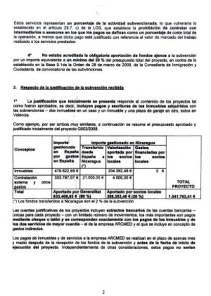 INMUEBLES QUE DESAPARECEN. En la justificación de gastos presentada por la ONG se incluyó en un primer momento la adquisición de inmuebles. Cuando, algún tiempo después, se le pidió una nueva justificación, esos gastos desaparecieron y solo se incluyeron facturas con destino a Nicaragua.