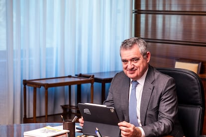 El magistrado José María Macías, durante el pleno del Tribunal Constitucional de este martes.
