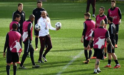 Spalletti, durante el último entrenamiento de la Roma.