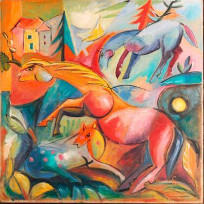 <i>Paisaje con caballos,</i> de Heinrich Campedonk.