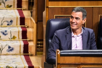 Pedro Sánchez, durante el pleno del Congreso de los Diputados celebrado el martes.