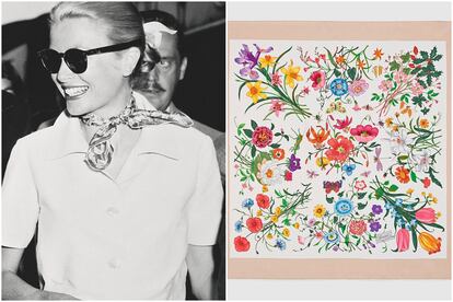 Grace Kelly con pañuelo de estampado Flora de Gucci.