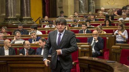 Pleno del Parlamento catalán en el que se aprobó la ley Transitoriedad.