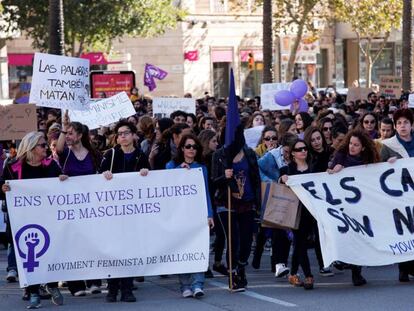 Manifestación en Palma hoy por la eliminación de la violencia machista.