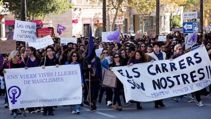 Manifestación en Palma hoy por la eliminación de la violencia machista.