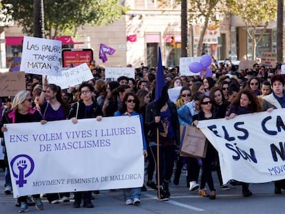 Manifestación en Palma hoy por la eliminación de la violencia machista.