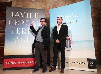 El ganador del 68º Premio Planeta, Javier Cercas y el finalista del galardón, Manuel Vilas, presentan sus novelas 'Terra Alta' y 'Alegría' en el Instituto Cervantes, en Madrid.
 