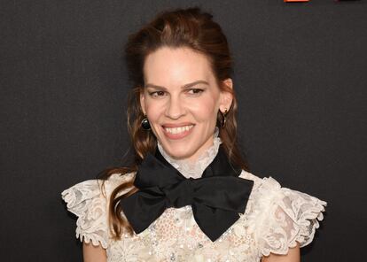 La actriz Hilary Swank en el pase de una película en Hollywood, California, el 9 de marzo de 2020.