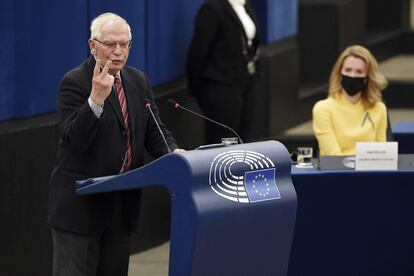 Josep Borrell, en el Parlamento Europeo, el 9 de marzo.