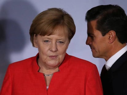 Merkel y Peña Nieto, el sábado en la Ciudad de México.