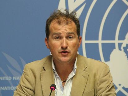 Tarik Jasarevic en una comparencia con los medios sobre el ébola en Ginebra en 2014. 