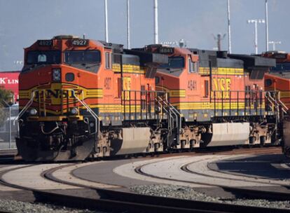 Un tren de la ferroviaria Burlington Northern Santa Fe (BNSF), en la terminal de Portland, Oregon.