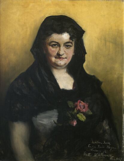 Retrato de Emilia Pardo Bazán, obra de Gustav Wertheimer (1887).