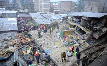 El edificio derrumbado en Nairobi.