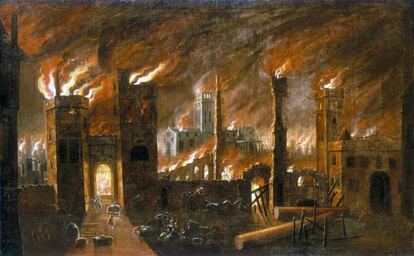 'El gran incendio de Londres, 1666' (c. 1675)