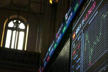 Panel informativo de la Bolsa de España