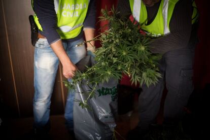 2/8/2016 FOTO: PEPE MARIN
REDADAS DEL SERVICIO DE INVESTIGACION DE LA GUARDIA CIVIL DE GRANADA CONTRA EL CULTIVO Y VENTA DE MARIHUANA .
GRANADA ESTA CONSIDERADA COMO  EL PRINCIPAL FOCO DE CULTIVO Y VENTA DE ESTA DROGA EN ESPAÑA Y UNA DE LAS PRIMERAS A NIVEL INTERNACIONAL.
EN LA FOTO , LOS AGENTES DURANTE UNA OPERACION EN LA LOCALIDAD E ATARFE (GRANADA)