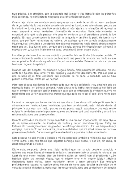 La carta abierta de Maribel Vilaplana publicada el 5 de septiembre de 2025.