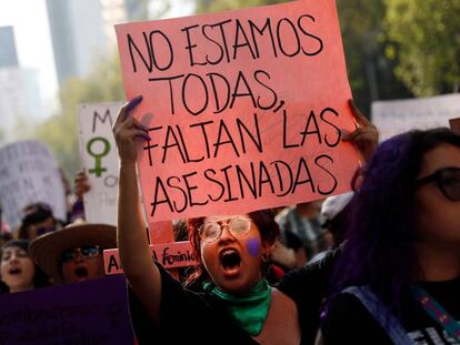 Manifestación contra la violencia de género en México en febrero de 2019.